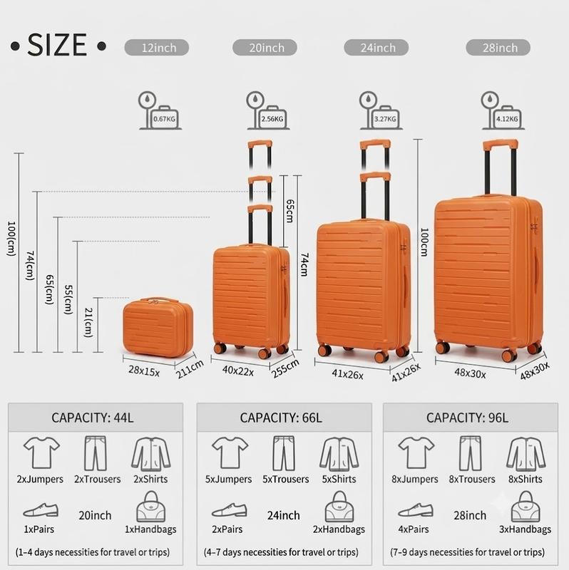 4 Piece Hard Shell Suitcase Set with TSA Lock